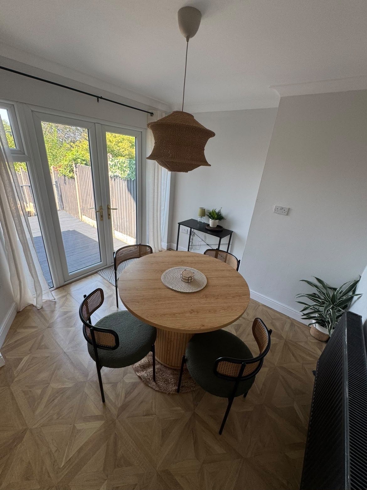 Dining area cleaned and reset ready for the next guests