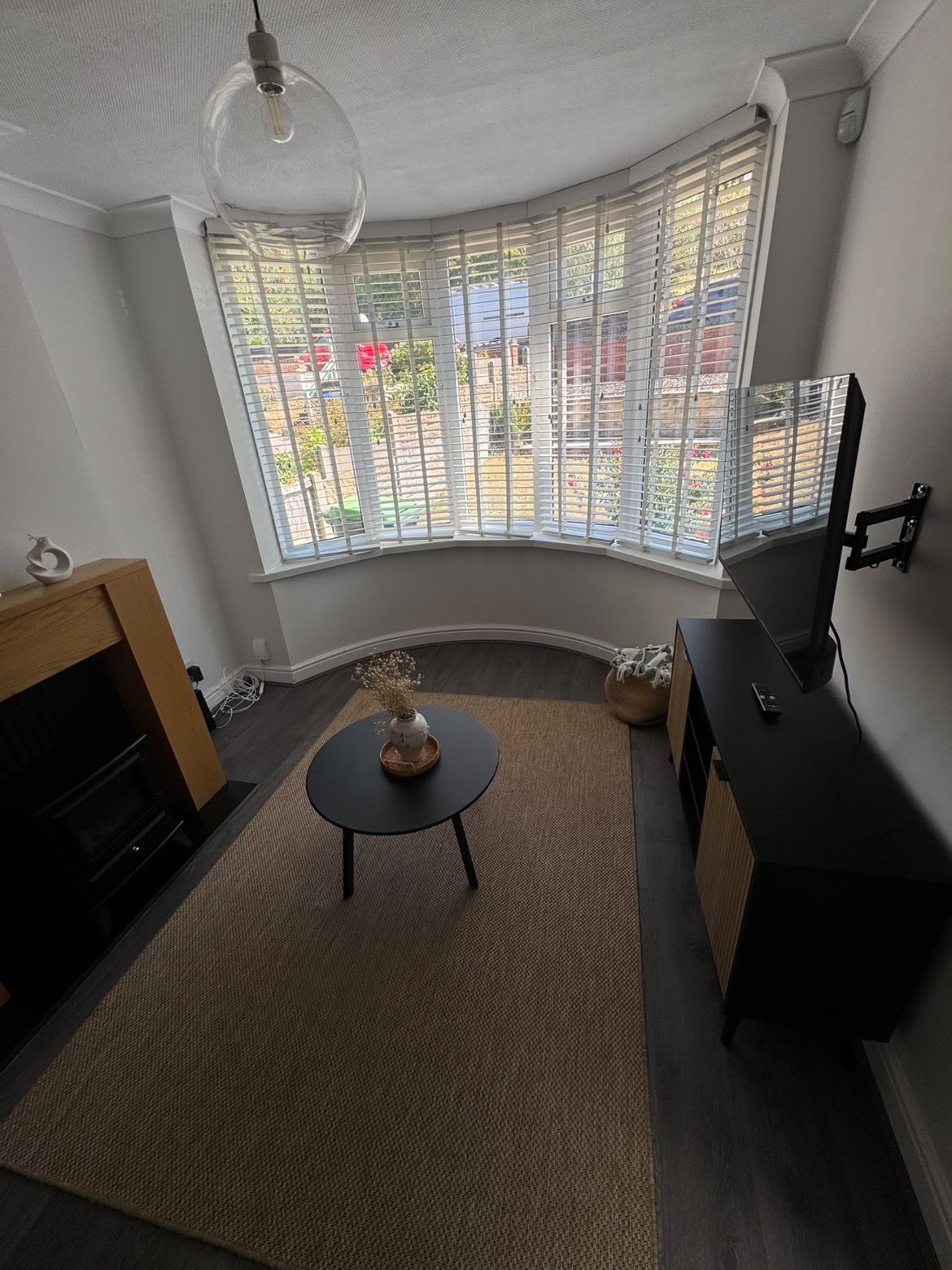 Living room and bay window cleaned between bookings